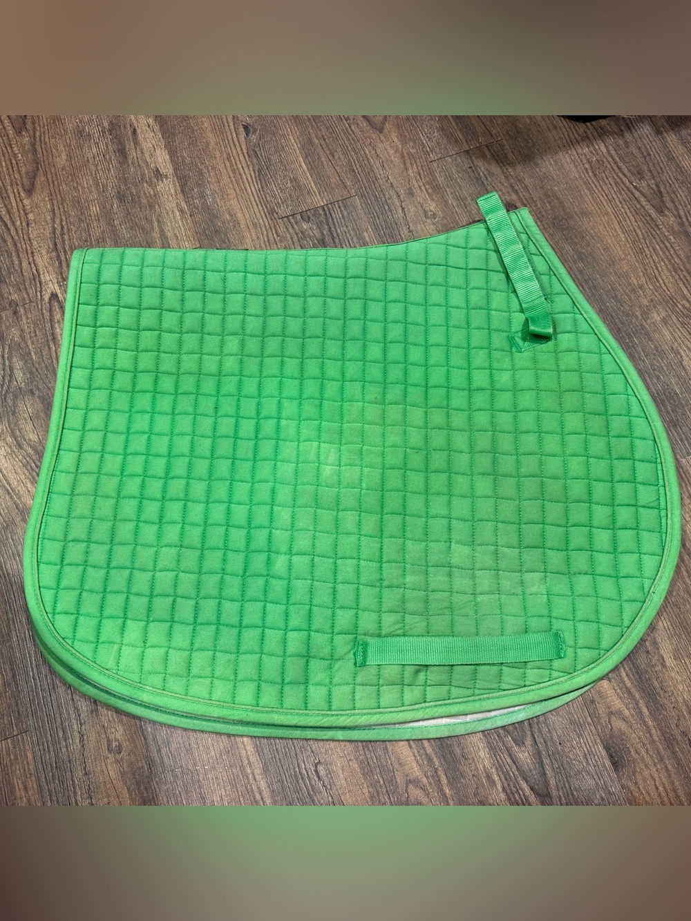 Used lime green PRI all purpose English jumping saddle pad